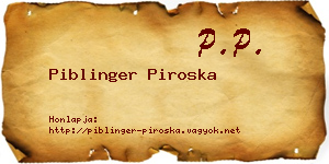 Piblinger Piroska névjegykártya